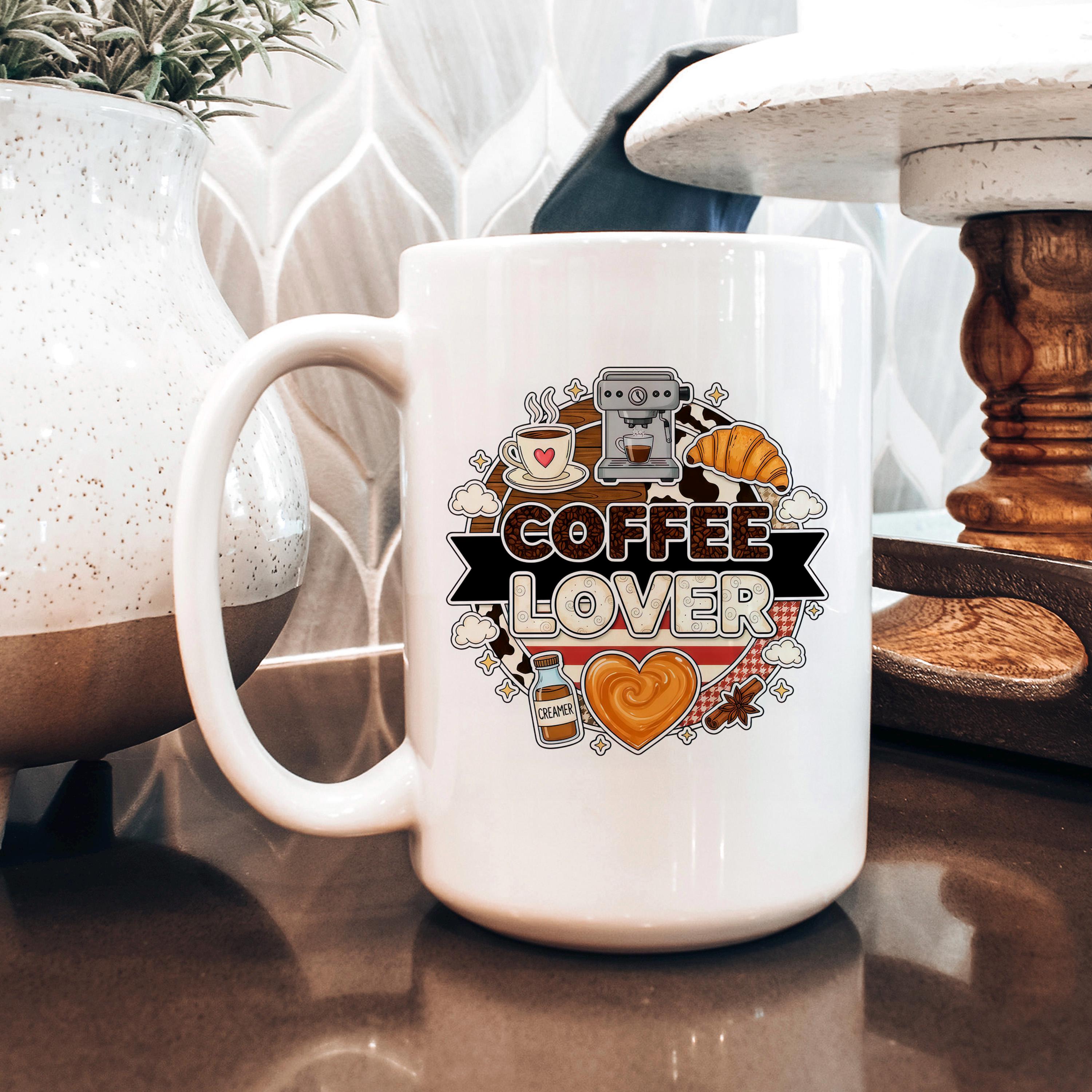 Coffee Lover Mug - Espresso Machine Ceramic Coffee Cup Gift for Latte Lovers