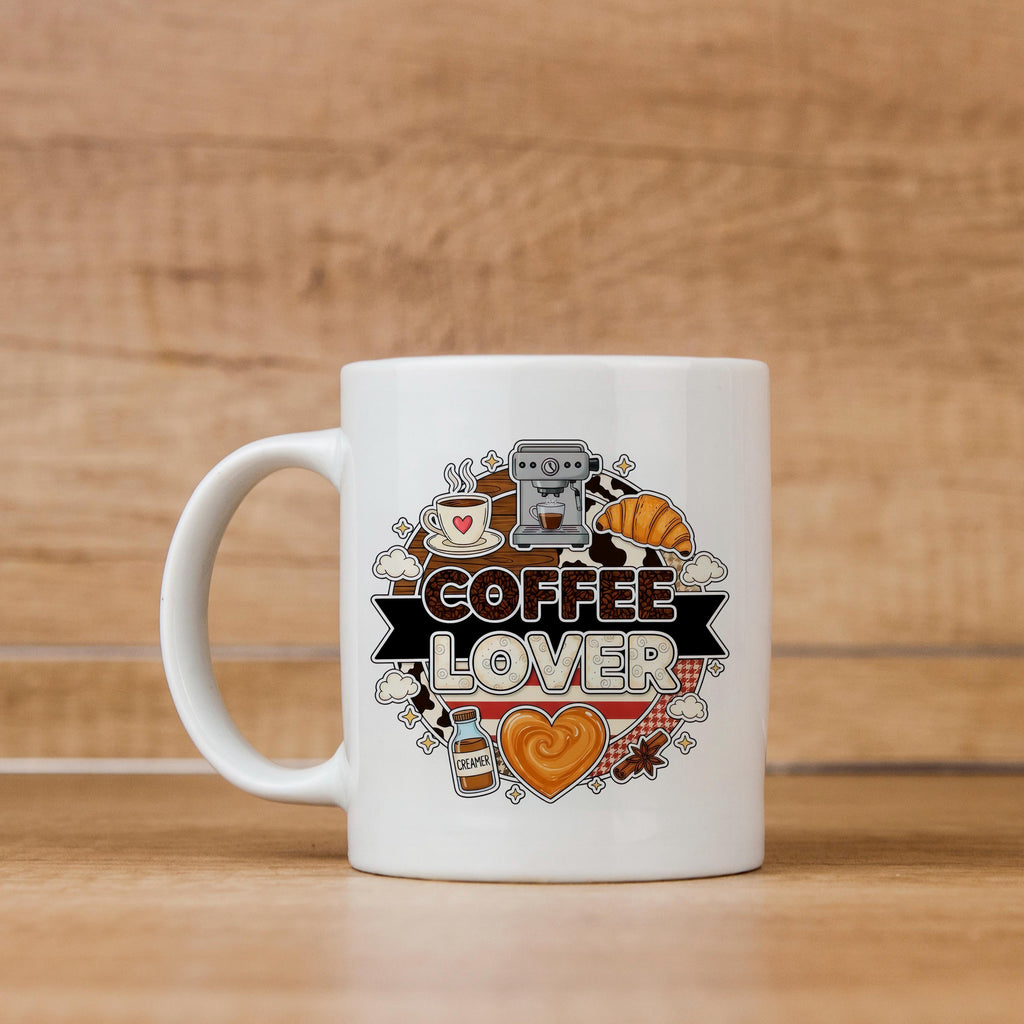 Coffee Lover Mug - Espresso Machine Ceramic Coffee Cup Gift for Latte Lovers