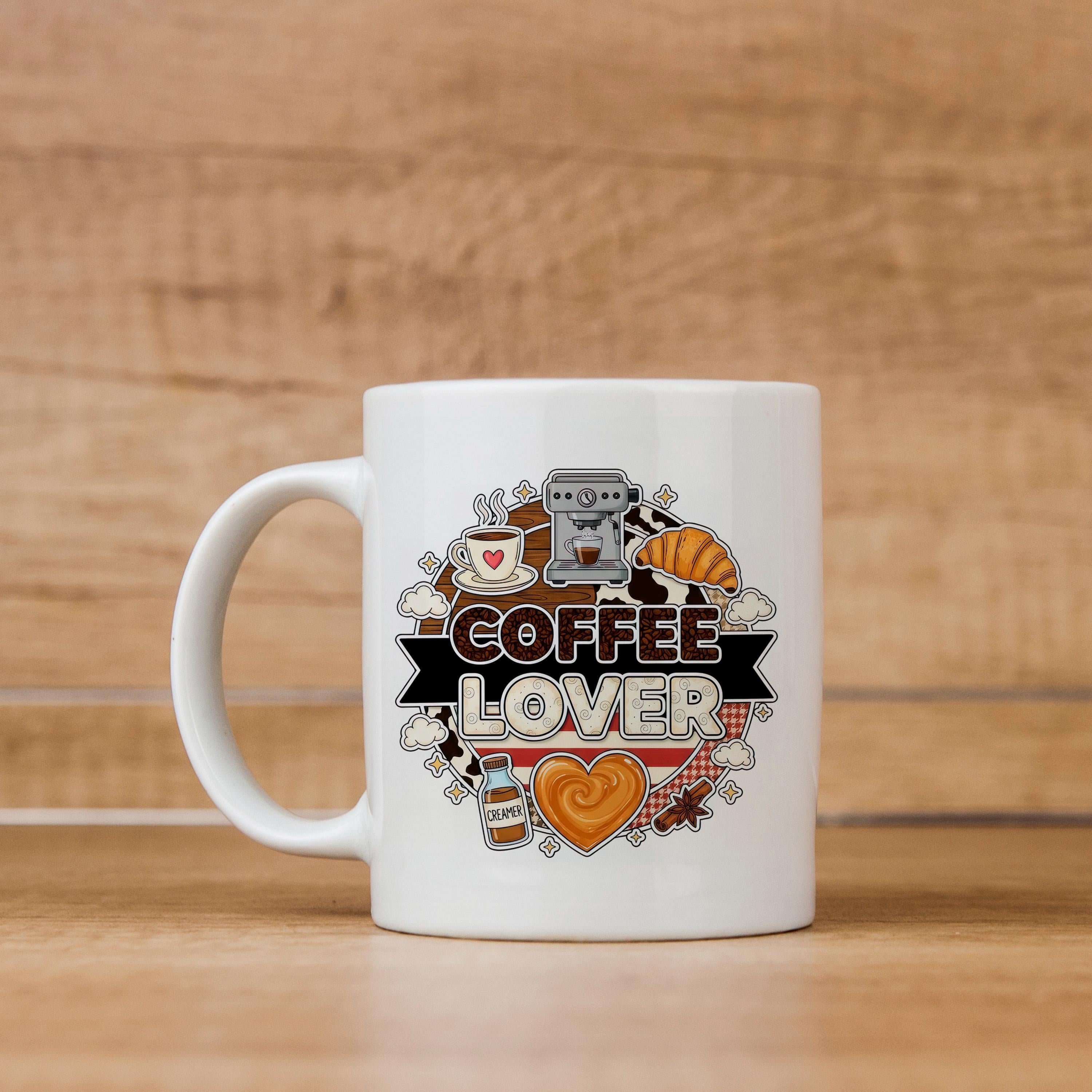 Coffee Lover Mug - Espresso Machine Ceramic Coffee Cup Gift for Latte Lovers