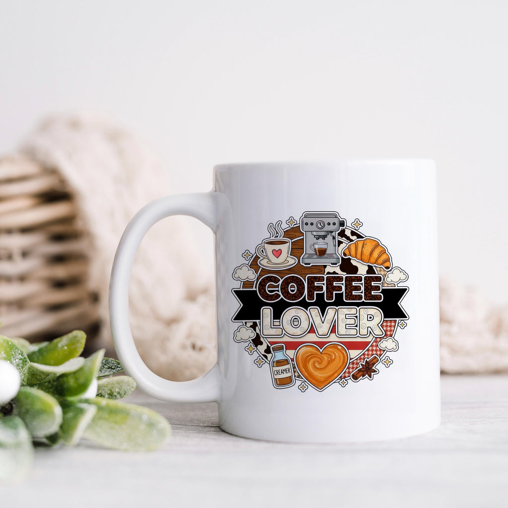 Coffee Lover Mug - Espresso Machine Ceramic Coffee Cup Gift for Latte Lovers