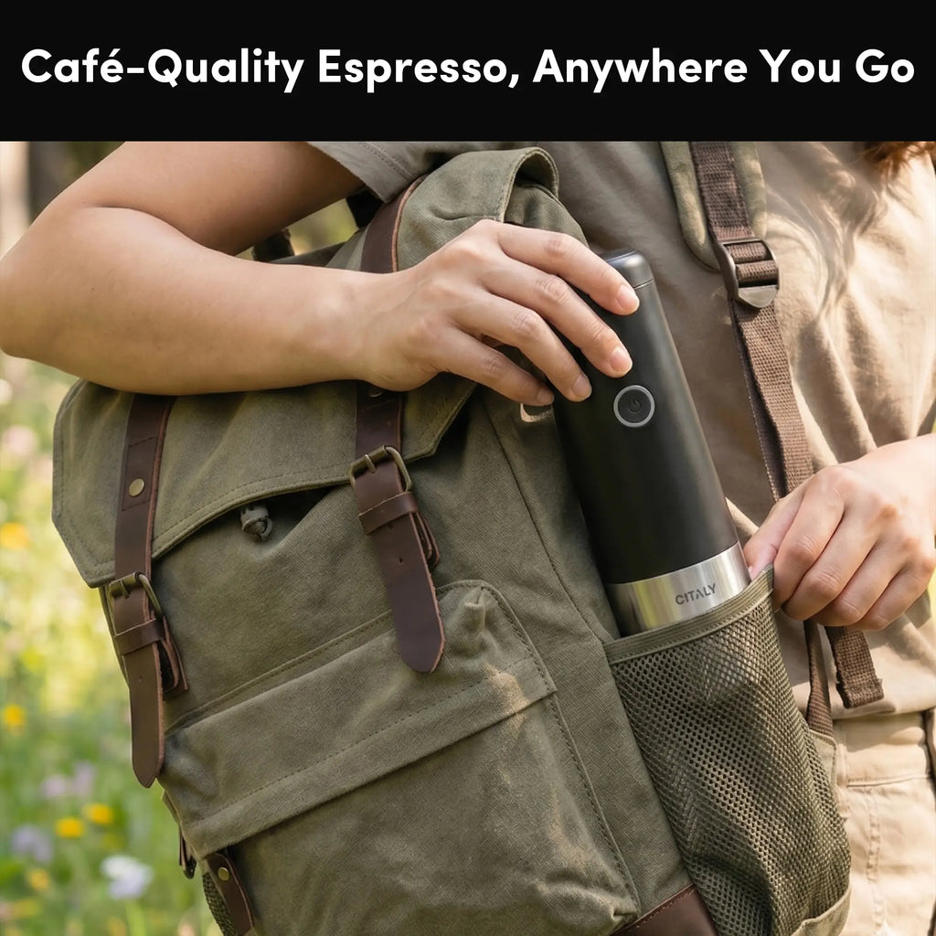 Citaly GO-1 Portable Espresso Machine, Fast Self-Heating, PD 3.0 Fast Charge, 3*2500mAh, Capsule & Ground Coffee Compatible