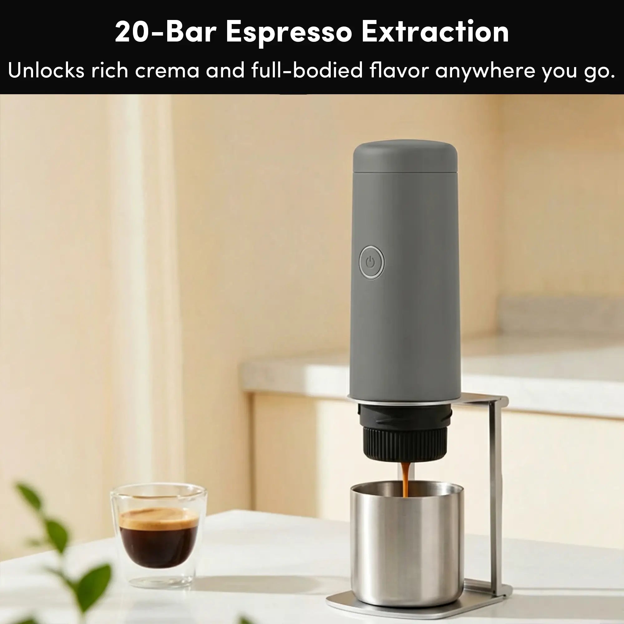 Citaly GO-1 Portable Espresso Machine, Fast Self-Heating, PD 3.0 Fast Charge, 3*2500mAh, Capsule & Ground Coffee Compatible