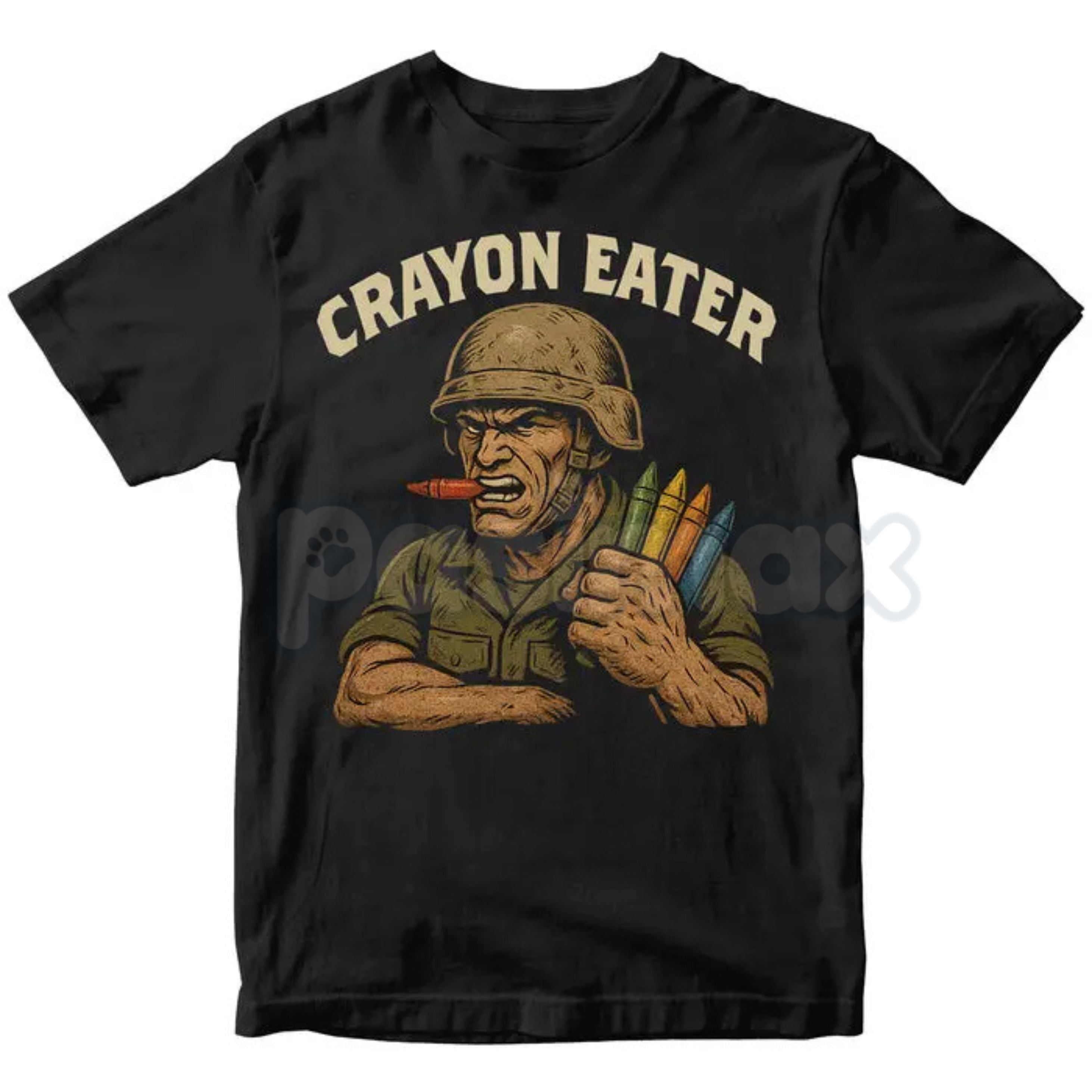 "Crayon Eater" Funny Military T-Shirt - USMC Dark Humor Sarcastic Marine Tee, Premium 100% Cotton Veteran Humor Shirt, Tactical Crayon Specialist Graphic Top, Military Branch Banter Apparel, Rugged Lived-In Grunt Style Tee