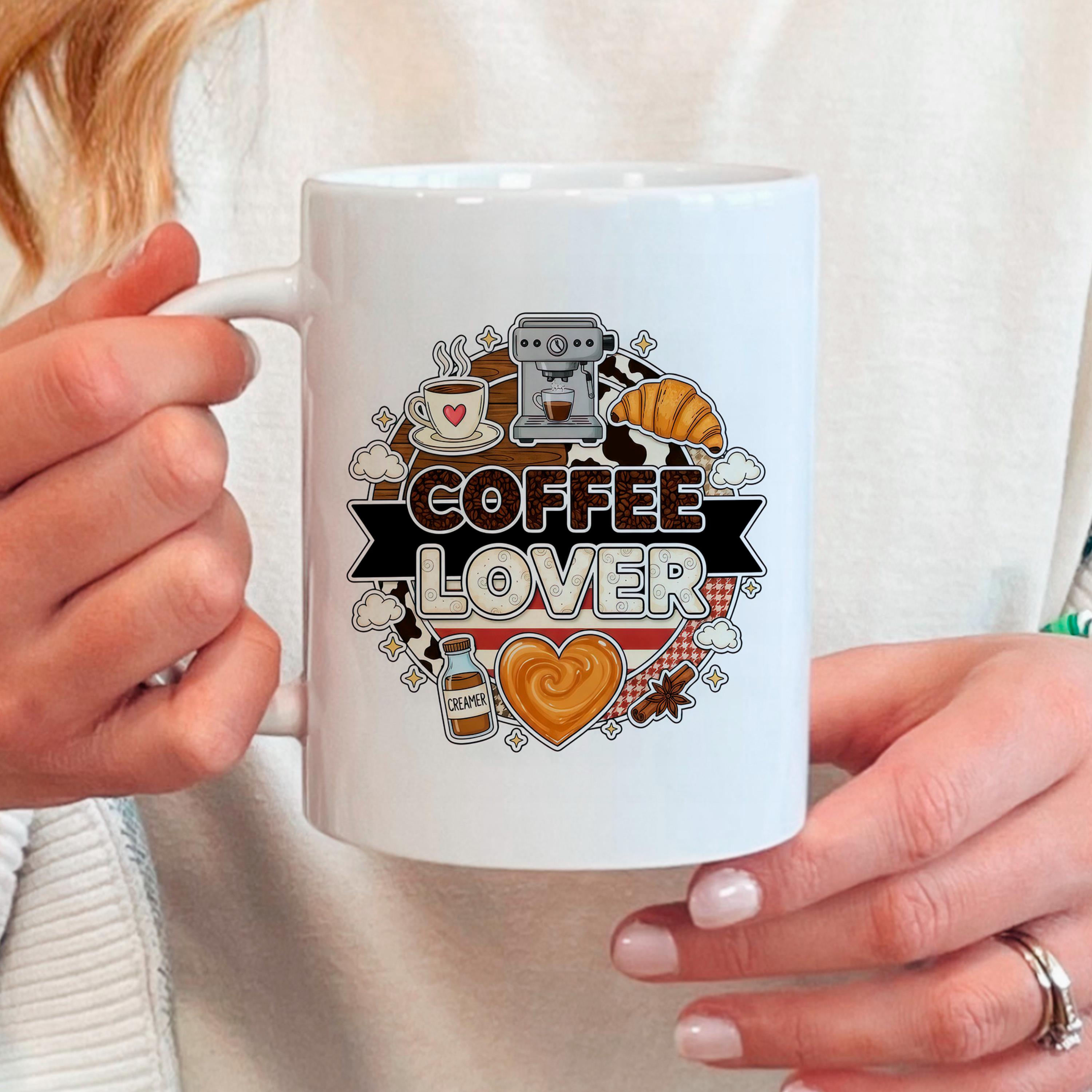 Coffee Lover Mug - Espresso Machine Ceramic Coffee Cup Gift for Latte Lovers